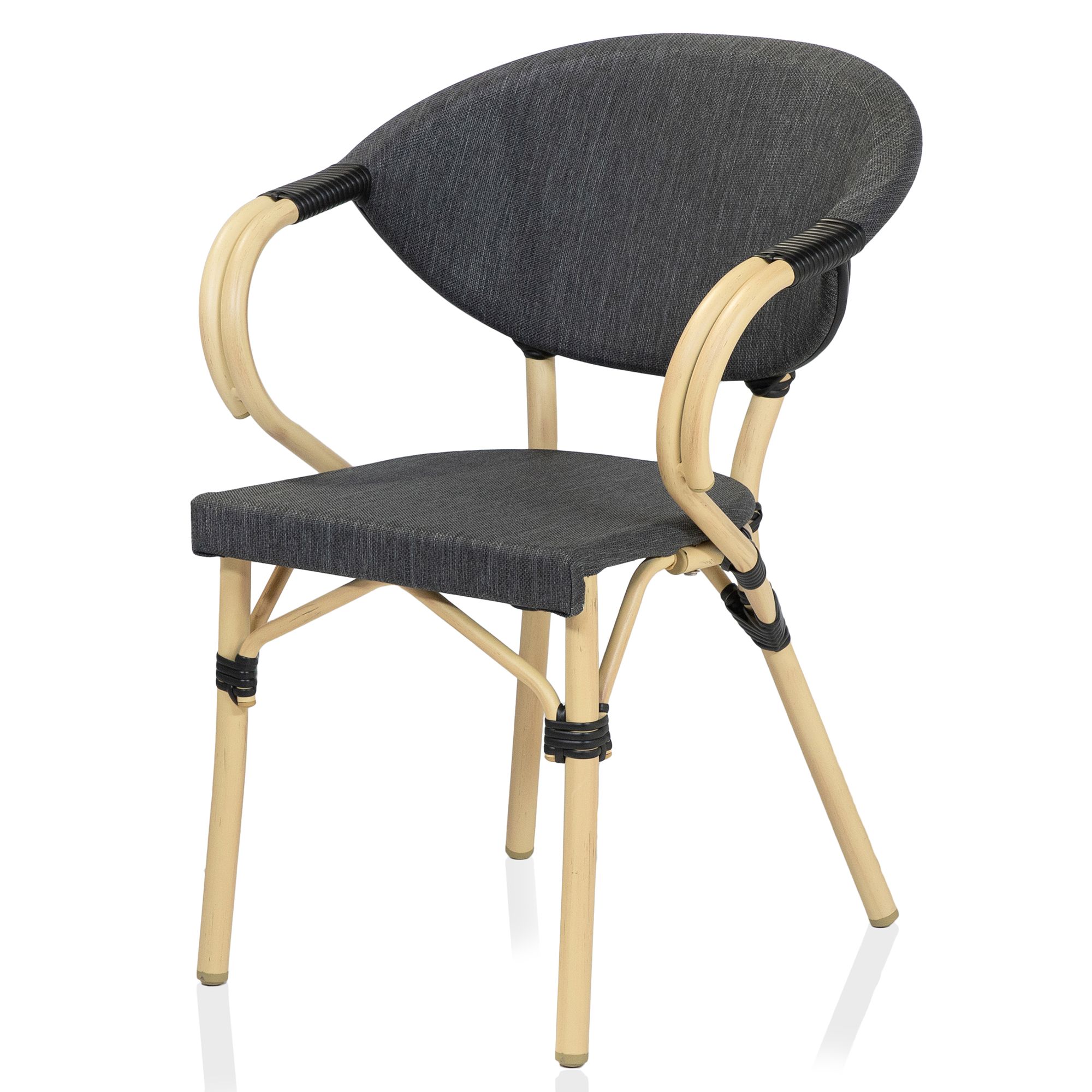 Hendara Dark Gray Fabric Outdoor Patio Bar Chairs Set of 2