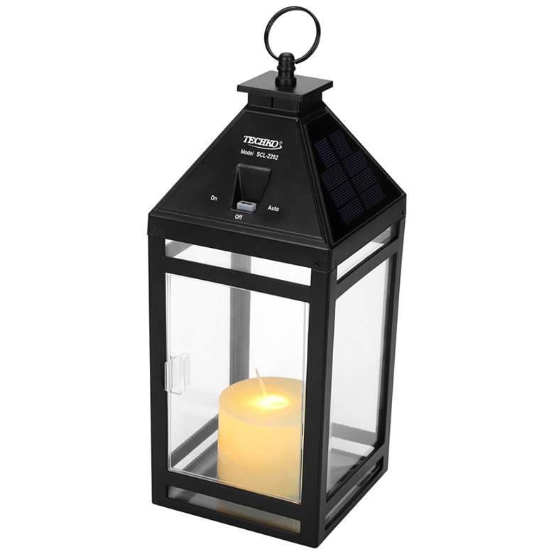 Image 1 Henderson 12 1/4 inchH Black Solar LED Candle Hanging Lantern