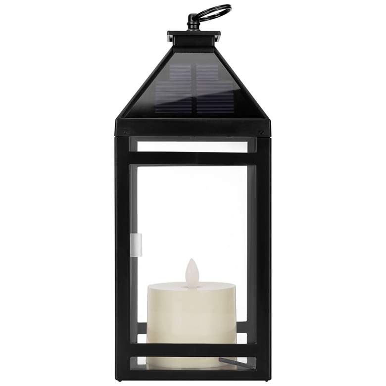 Image 5 Henderson 12 1/4"H Black Solar LED Candle Hanging Lantern more views