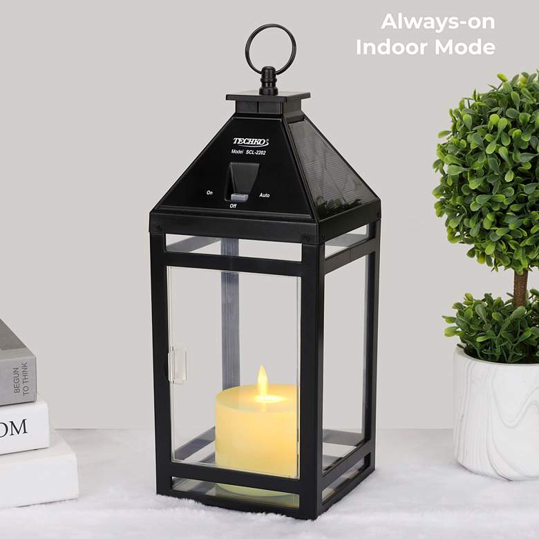 Image 6 Henderson 12 1/4"H Black Solar LED Candle Hanging Lantern more views