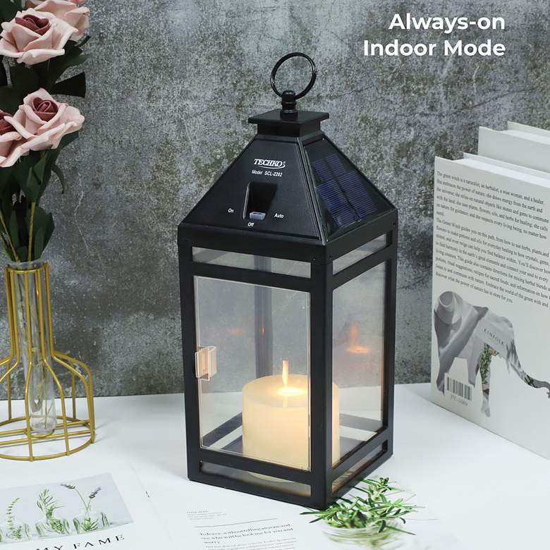 Image 7 Henderson 12 1/4"H Black Solar LED Candle Hanging Lantern more views