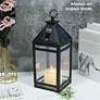 7_Henderson 12 1/4"H Black Solar LED Candle Hanging Lantern more views