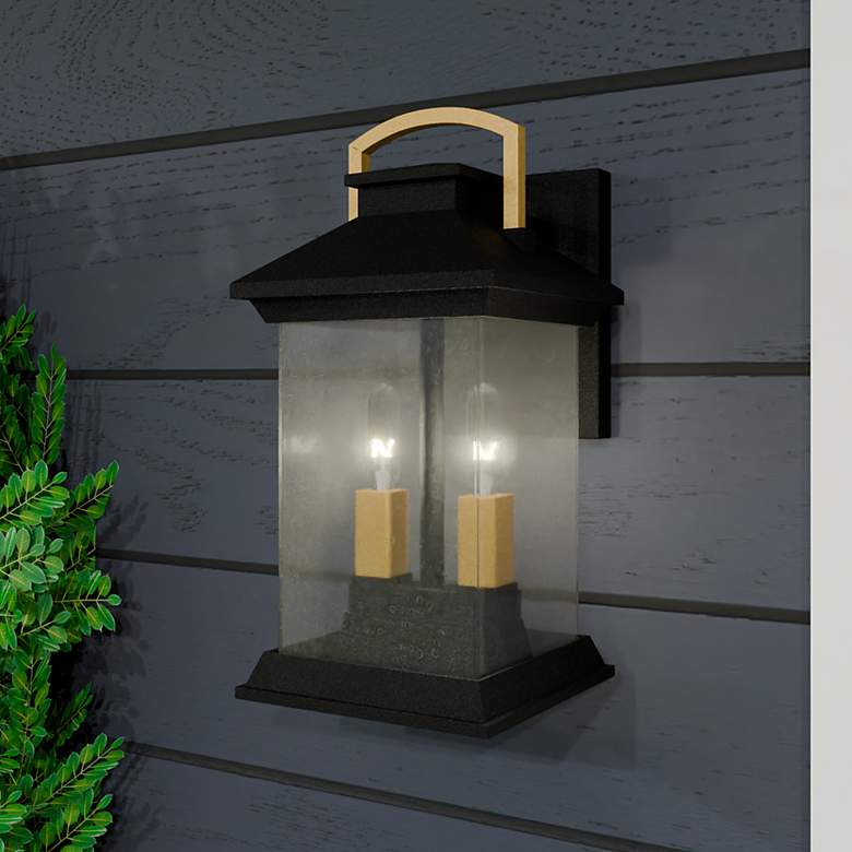 Image 1 Henderson 2-Light Earth Black Outdoor Wall Lantern