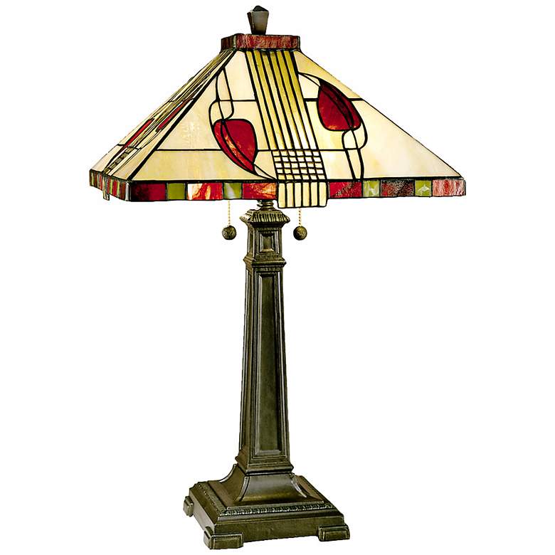 Image 1 Henderson Tall Cream Glass Dale Tiffany Table Lamp