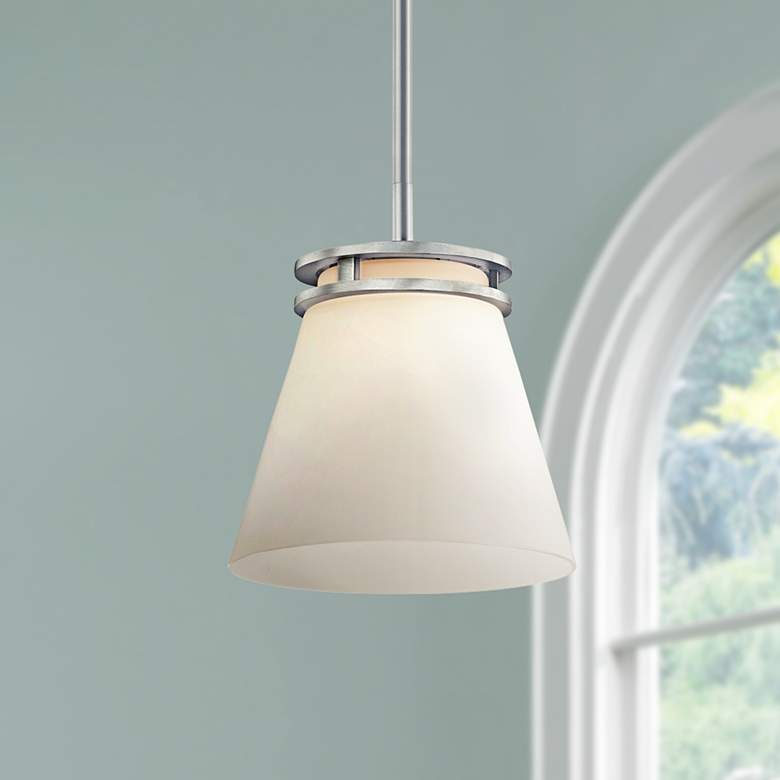 Image 1 Hendrik 8" Wide Brushed Nickel Mini Pendant with Opal Glass