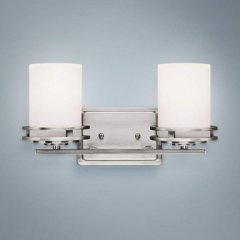 Image 1 Hendrik Nickel 14 1/2 inch Wide Bathroom Light Fixture