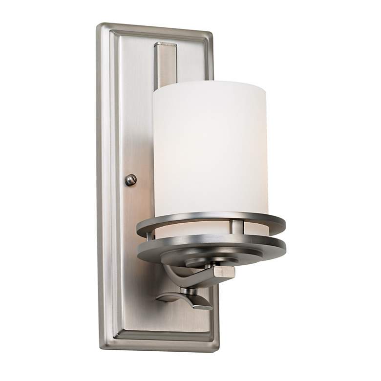 Image 2 Hendrik Nickel Etched Glass 12" High Wall Sconce