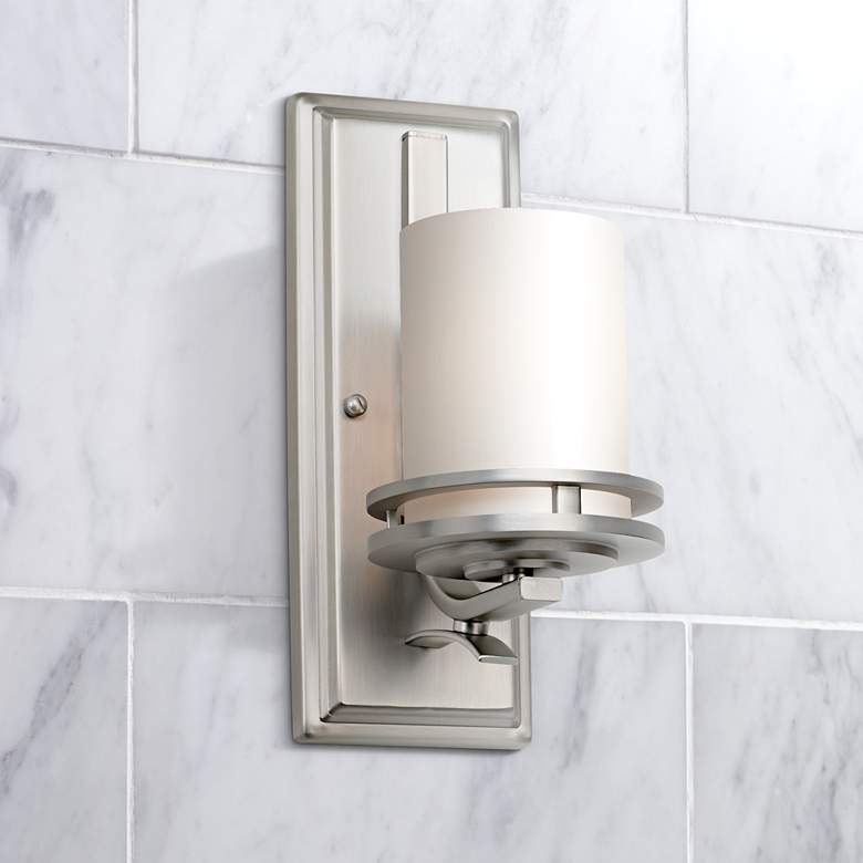 Image 1 Hendrik Nickel Etched Glass 12" High Wall Sconce