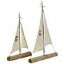 Hendrik - Set of Two - Natural Wood, Metal, and Painted Canvas Sail Boats