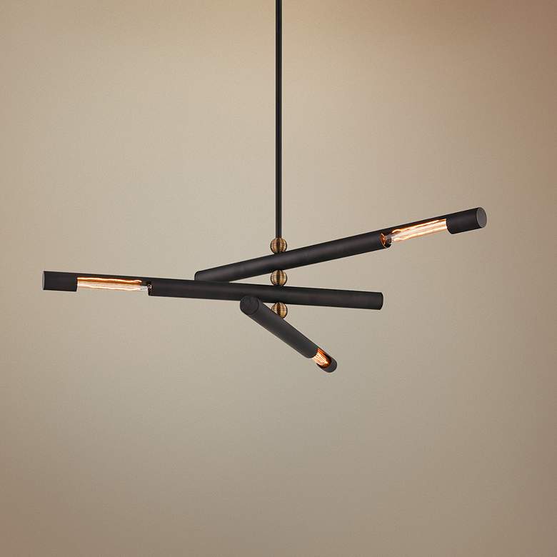 Image 1 Hendrix 44 inch Wide Chemical Bronze Tubes 3-Light Pendant