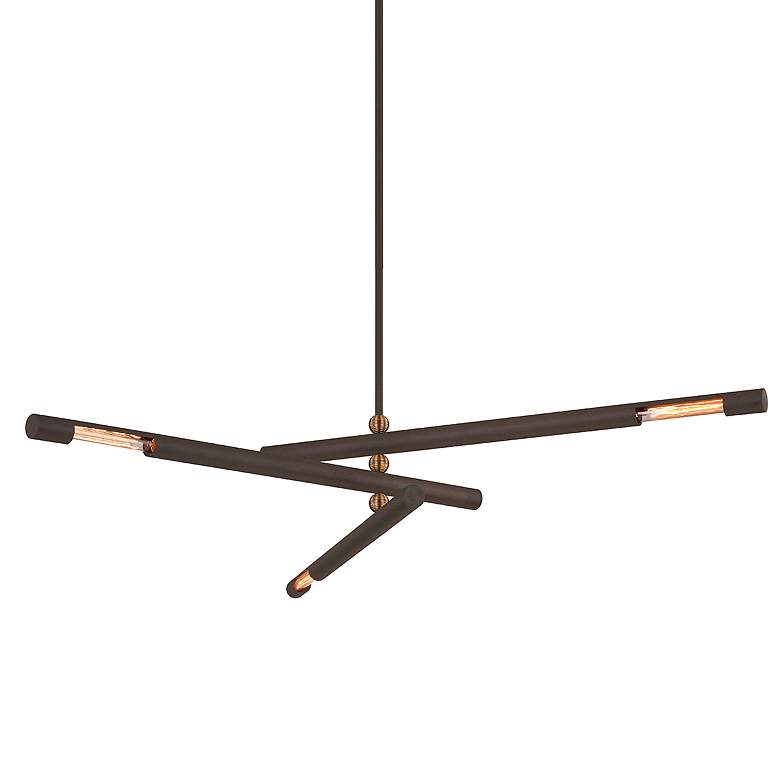 Image 1 Hendrix 62 1/4 inch Wide Bronze 3-Light Chandelier