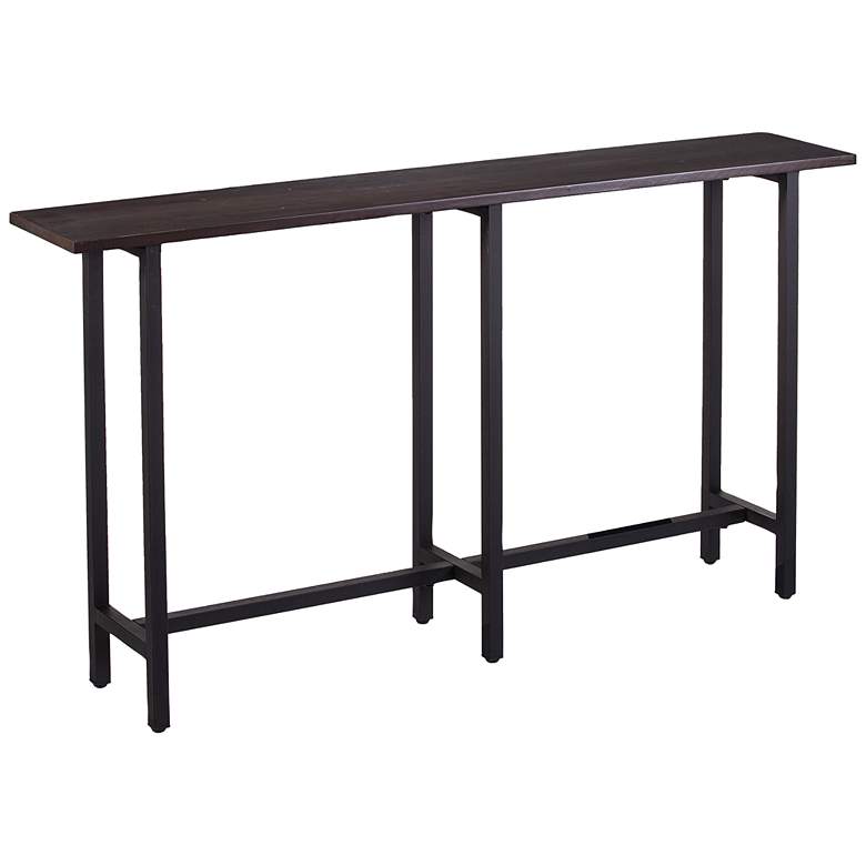 Image 2 Hendry 54"W Espresso Wood Black Iron Narrow Console Table