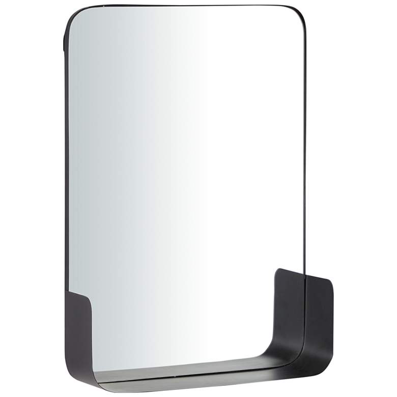 Image 1 Henge Polished Black 16 inch x 22 inch Rectangular Shelf Wall Mirror