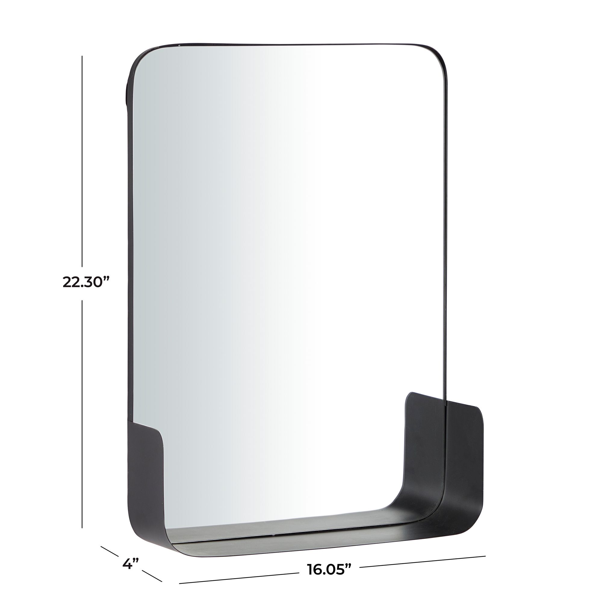 Image 6 Henge Polished Black 16" x 22" Rectangular Shelf Wall Mirror more views