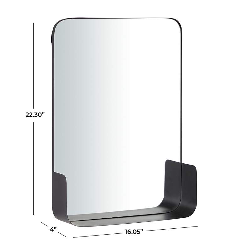 Image 6 Henge Polished Black 16 inch x 22 inch Rectangular Shelf Wall Mirror more views