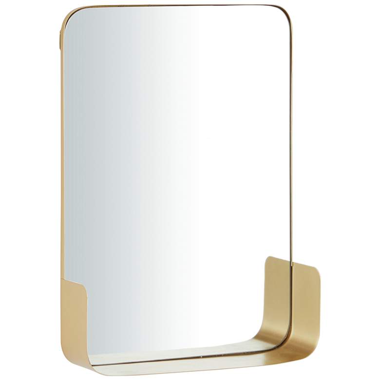 Image 1 Henge Polished Gold 16 inch x 22 inch Rectangular Shelf Wall Mirror