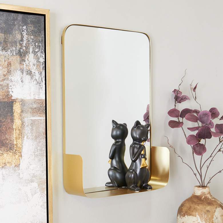 Image 5 Henge Polished Gold 16" x 22" Rectangular Shelf Wall Mirror more views