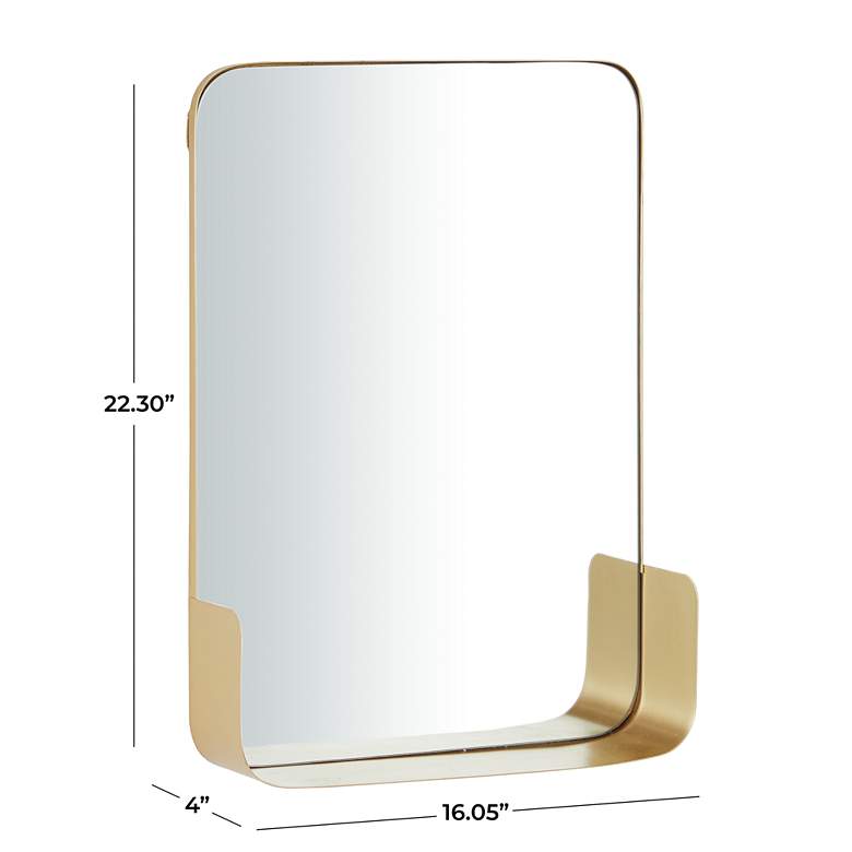 Image 6 Henge Polished Gold 16 inch x 22 inch Rectangular Shelf Wall Mirror more views