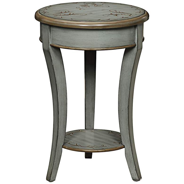 Image 1 Henley Floral Distressed Gray Round Accent Table