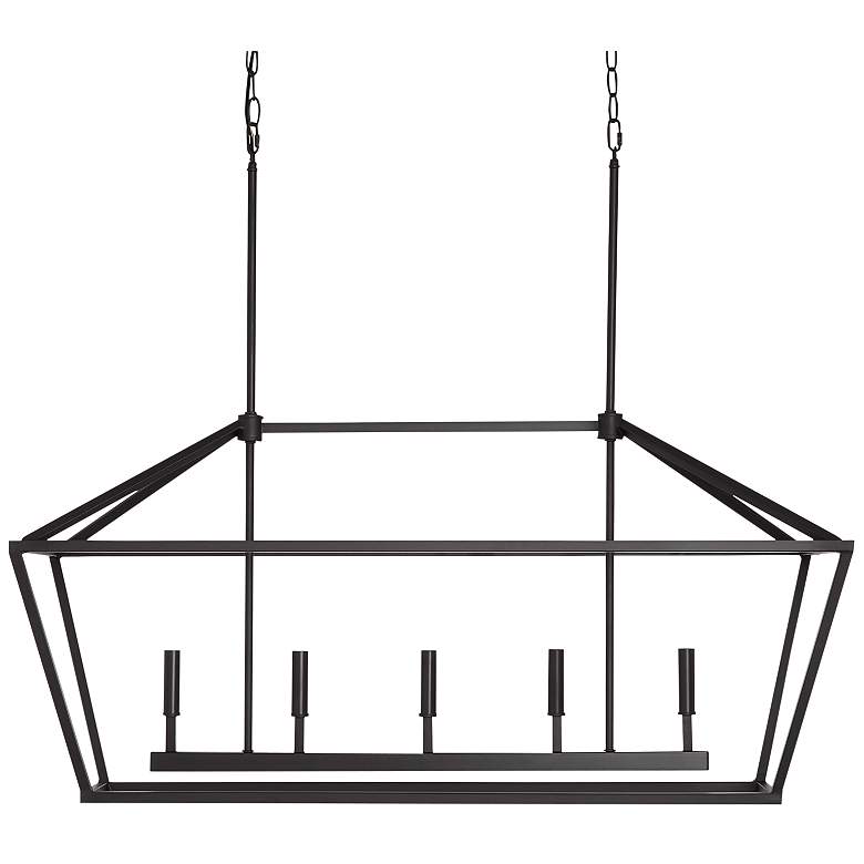 Image 3 Henna 40" Wide Matte Black 5-Light Linear Island Chandelier