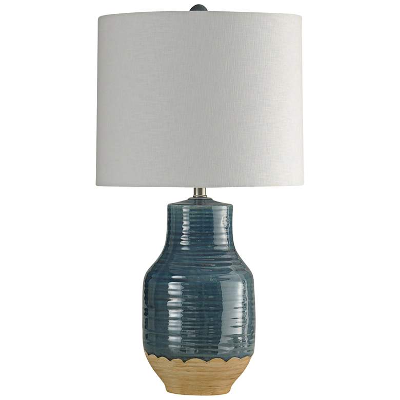 Image 1 Henne 30" High Rustic Modern Blue Ceramic Table Lamp