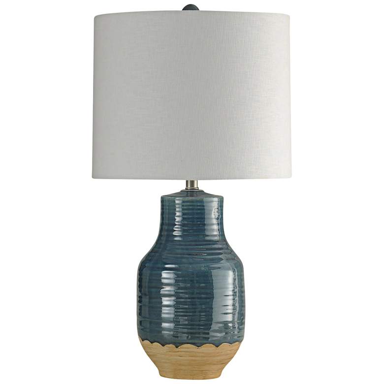 Image 1 Henne 30 inch Rustic Modern Blue Ceramic Table Lamp