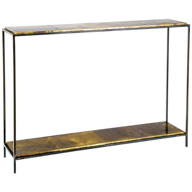 Image 1 Henri 46 inch Wide Natural Brass and Black Console Table
