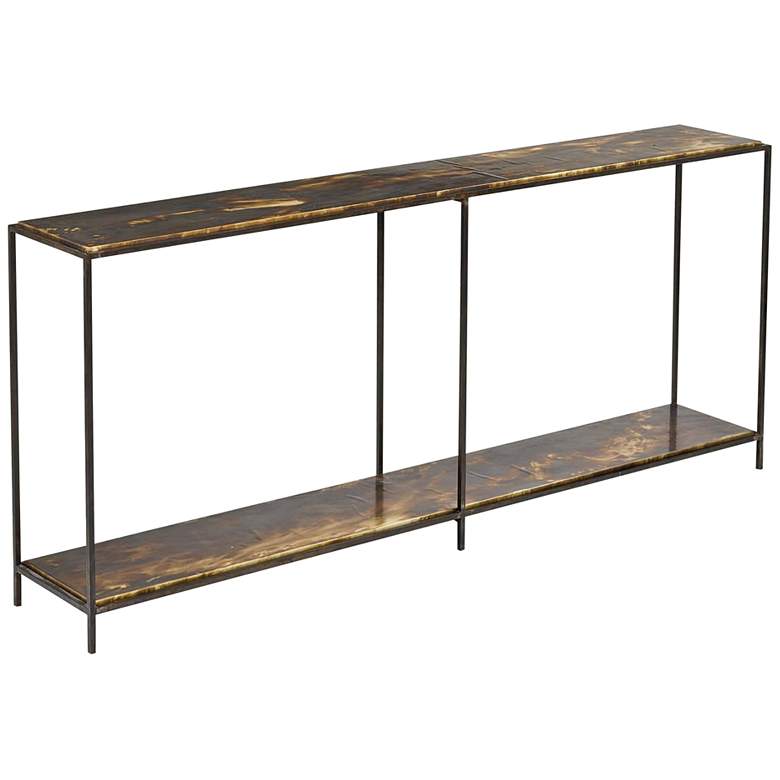 Image 1 Henri 73 inch Wide Natural Brass and Black Console Table