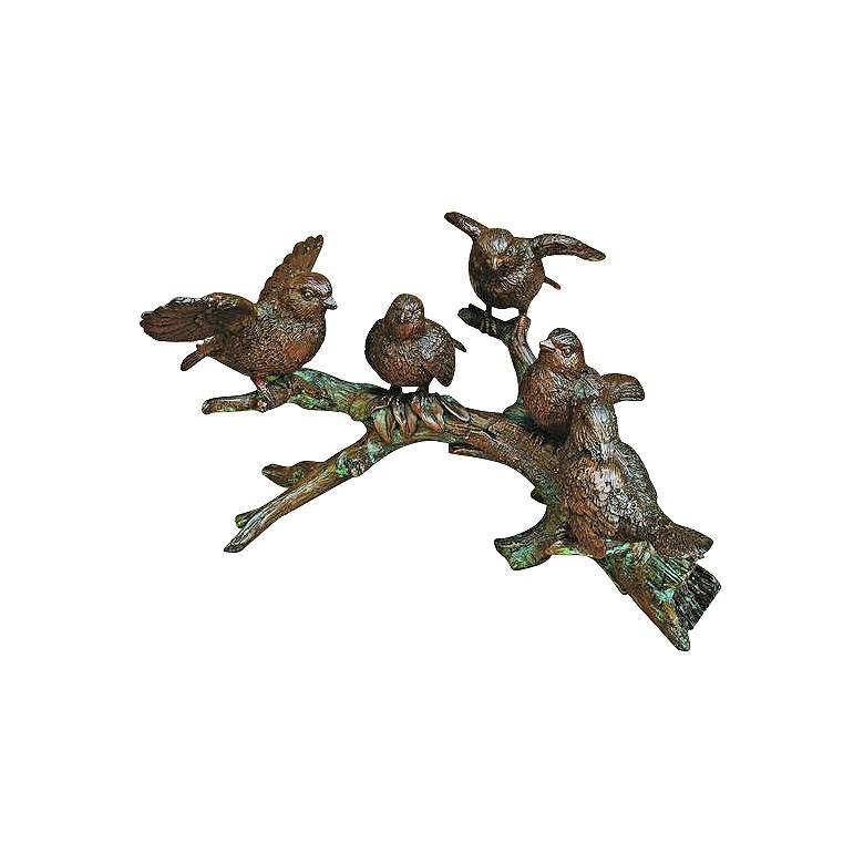 Image 1 Henri Studio 12" Wide Branch and Five Birds Bronze Wildlife Statue