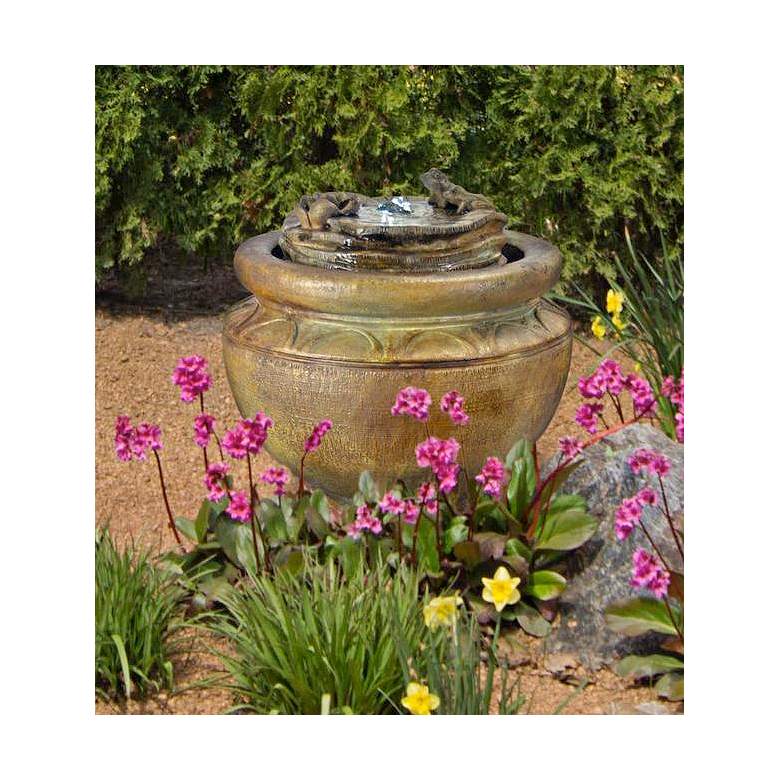 Image 1 Henri Studio 18"H Relic Nebbia Frogs Patio Bubbler Fountain