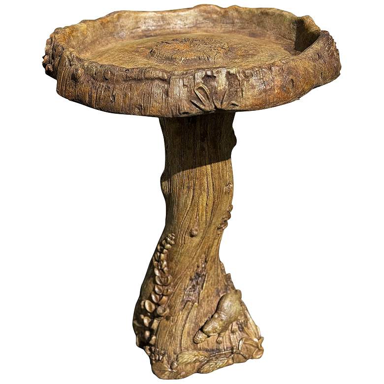 Image 1 Henri Studio 25 inch High Wild Wood Outdoor Birdbath