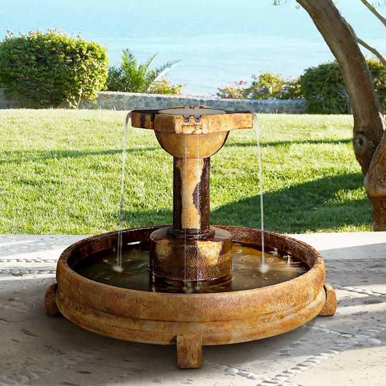 Image 1 Henri Studio 28" Relic Lave Cross Fountain