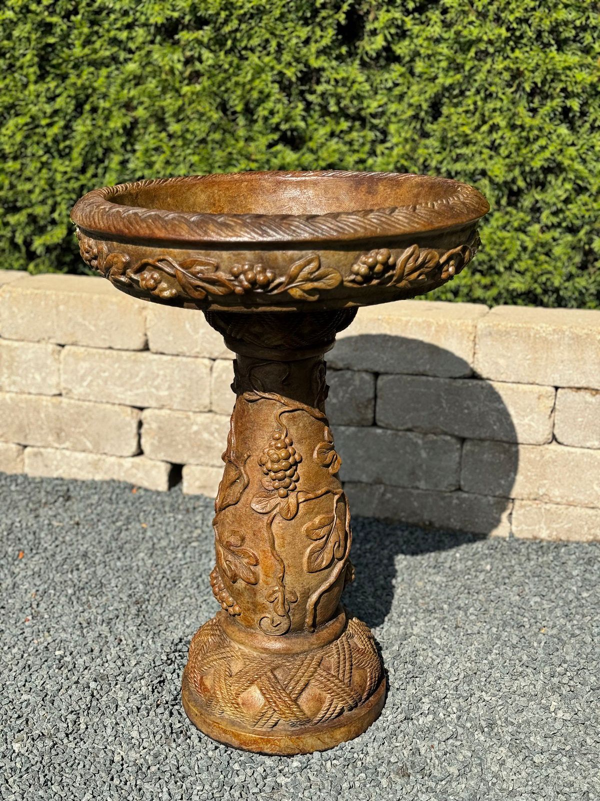 Image 3 Henri Studio 28" Lava Grapevine Small Cast Stone Bird Bath Made to Order more views