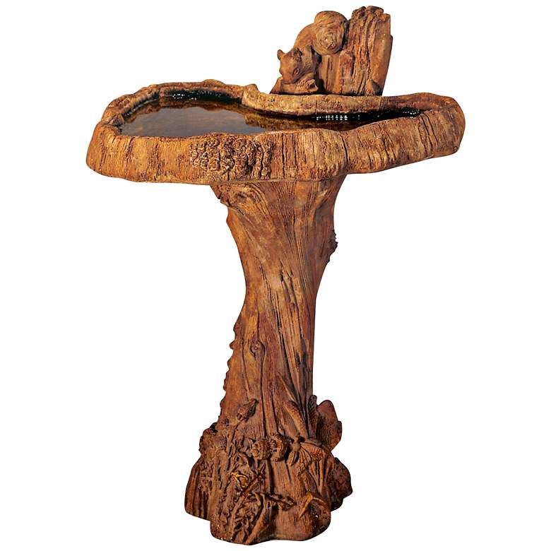 Image 1 Henri Studio 29 inch High Forest Wood Squirrel Birdbath