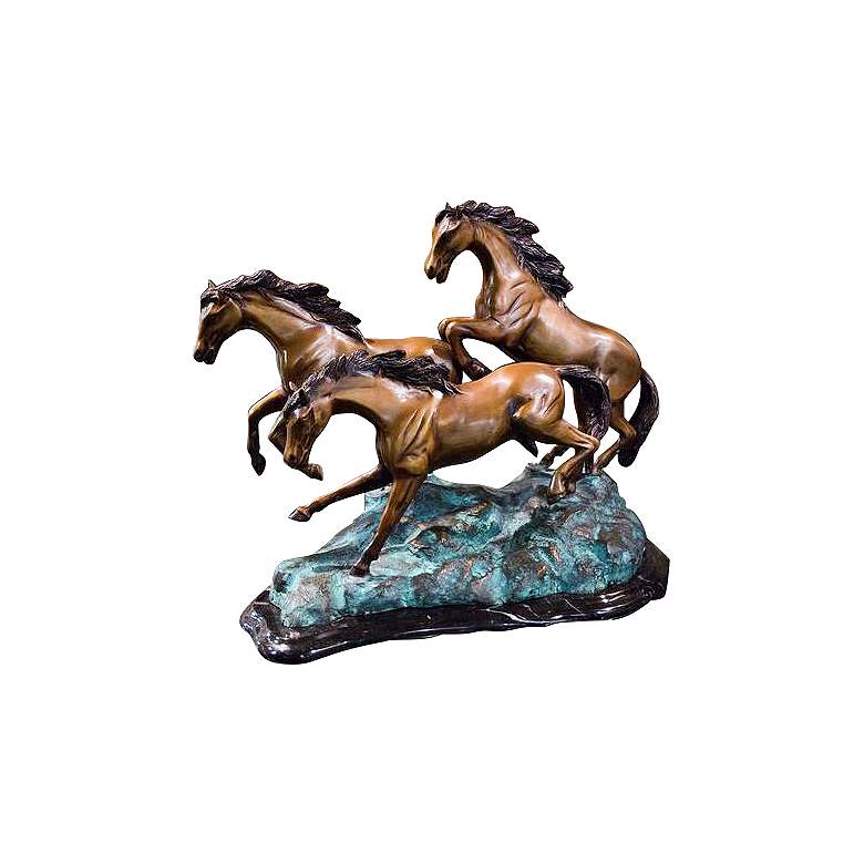 Image 1 Henri Studio 3 Galloping 13 1/2 inch Wide Bronze Horse Sculpture
