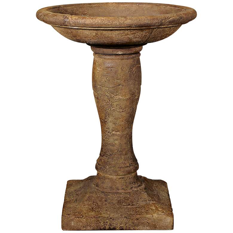 Image 1 Henri Studio 31" High Europa Plinth Cast Stone Bird Bath