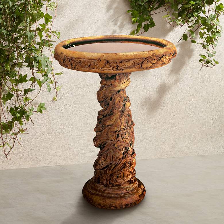 Image 1 Henri Studio 31 inch High Large Grapevine Cast Stone Bird Bath