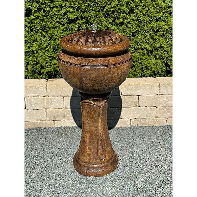Image 3 Henri Studio 34" High Relic Lava Sunflower Tall Patio Bubbler Fountain more views