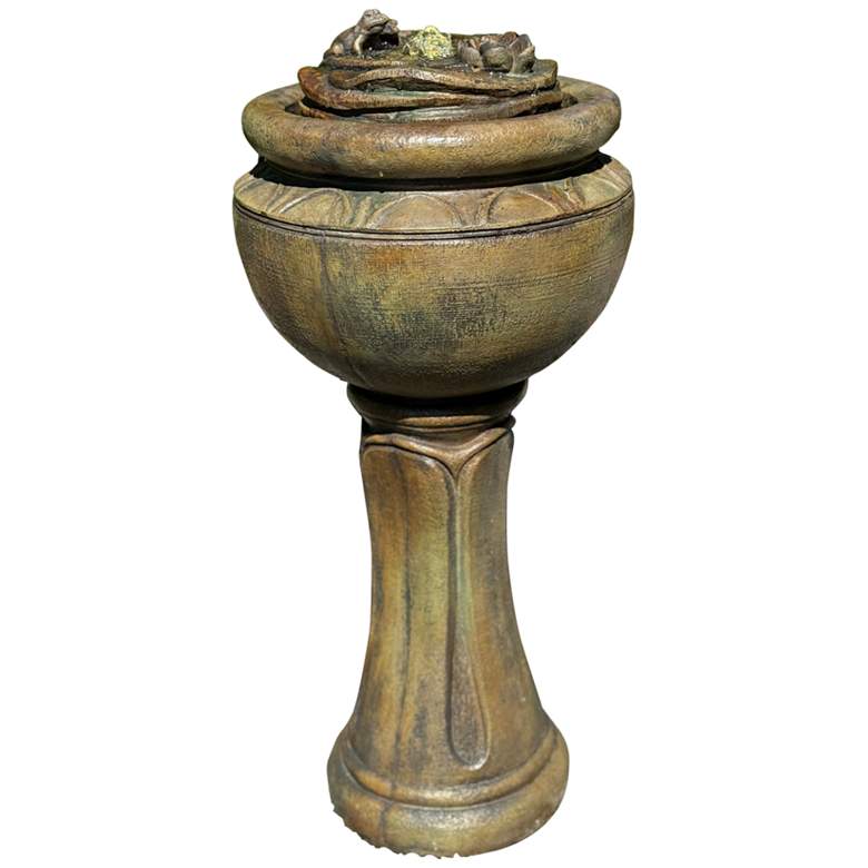 Image 1 Henri Studio 38"H Relic Hi-Tone Frogs Tall Patio Bubbler Fountain