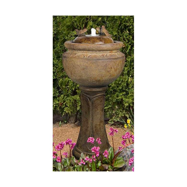 Image 1 Henri Studio 39 inch Birds Nebbia Tall Patio Bubbler Fountain