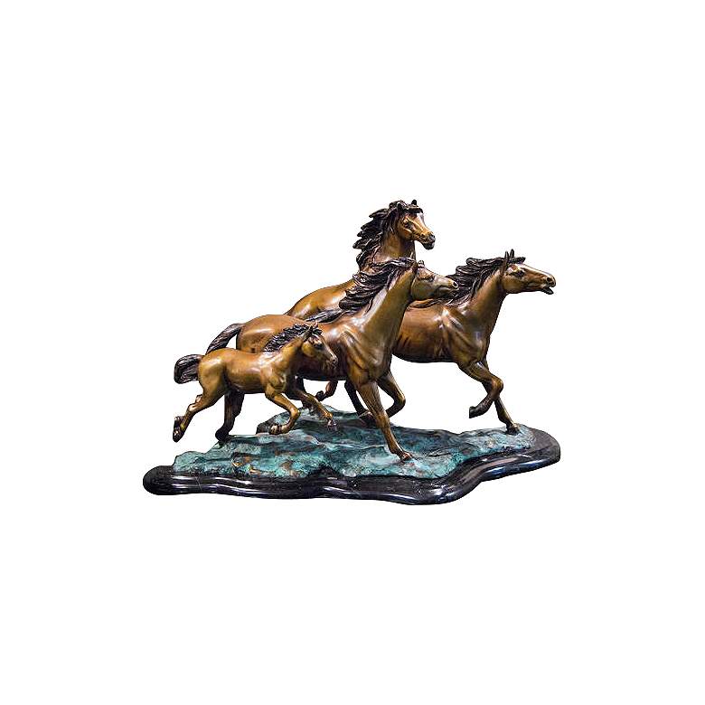 Image 1 Henri Studio 4 Galloping 20 1/2"W Brass Horse Sculpture