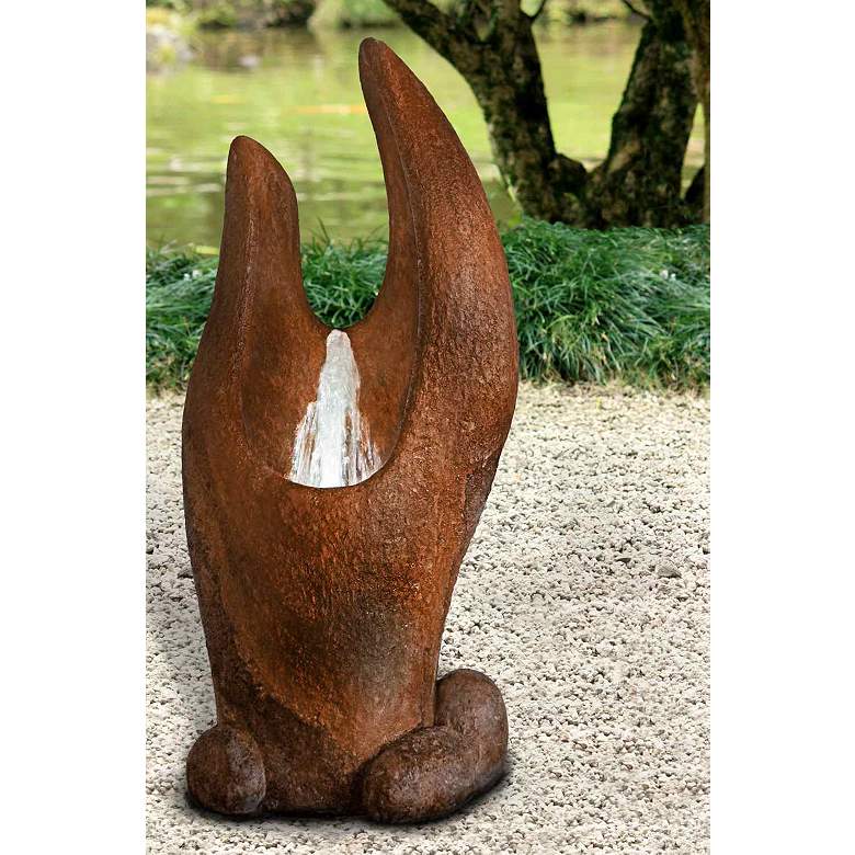 Image 1 Henri Studio 48" High Oasis Cast Stone LED Lights Fountain