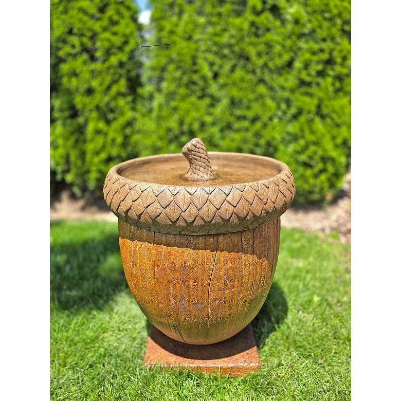 Image 1 Henri Studio Acorn 26" High Relic Hi-tone Outdoor Bird Bath