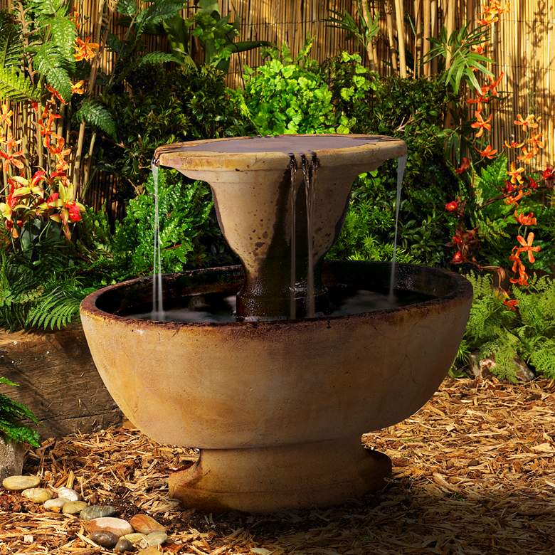 Image 1 Henri Studio Alfresco Cast 24" High Stone Two Tier Fountain
