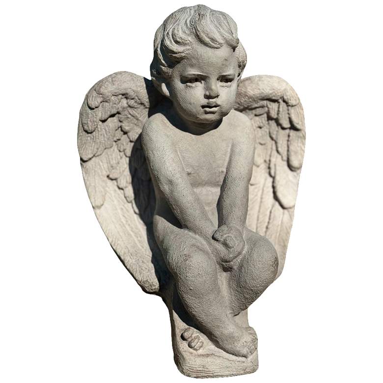 Image 1 Henri Studio Angel 12" High Sorrento Sandstone Outdoor Garden Statue