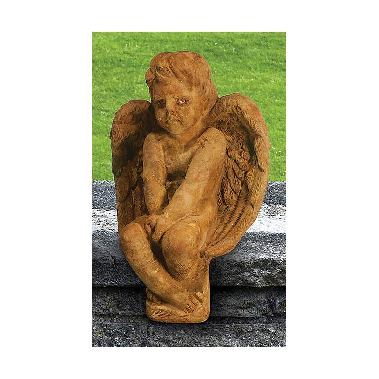 Image 1 Henri Studio Angel 16 inch High Relic Lava Outdoor Garden Statue