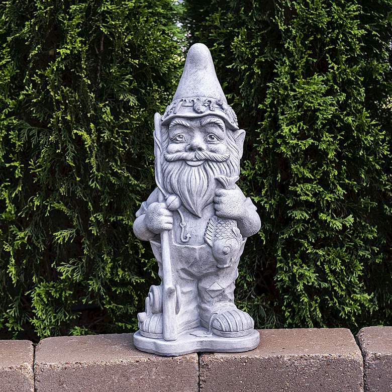 Image 1 Henri Studio Angler 21" High Trevia Graystone Garden Gnome