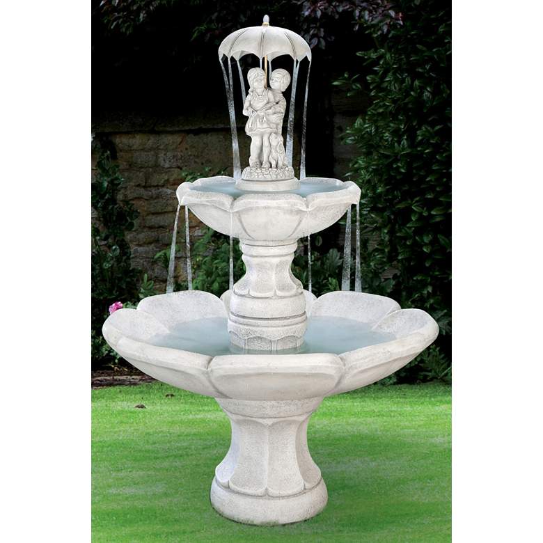 Image 1 Henri Studio April Showers 73"H Pompeii Ash Outdoor Fountain