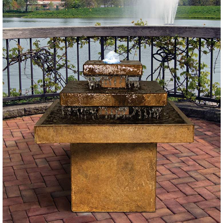 Image 1 Henri Studio Aspen 29 inch High Relic Lava LED Outdoor Fountain