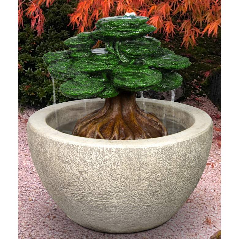 Image 1 Henri Studio Bonsai 24 inchH Relic Hi-Tone LED Outdoor Fountain